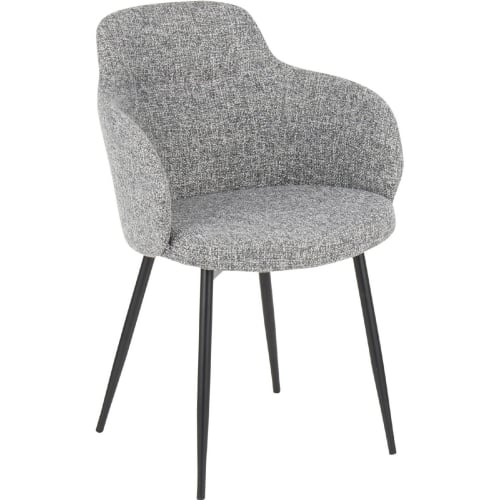 Boyne Dining Chair in Grey Fabric & Black Metal